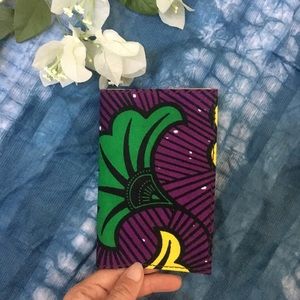 Passport case cover African wax print green purple